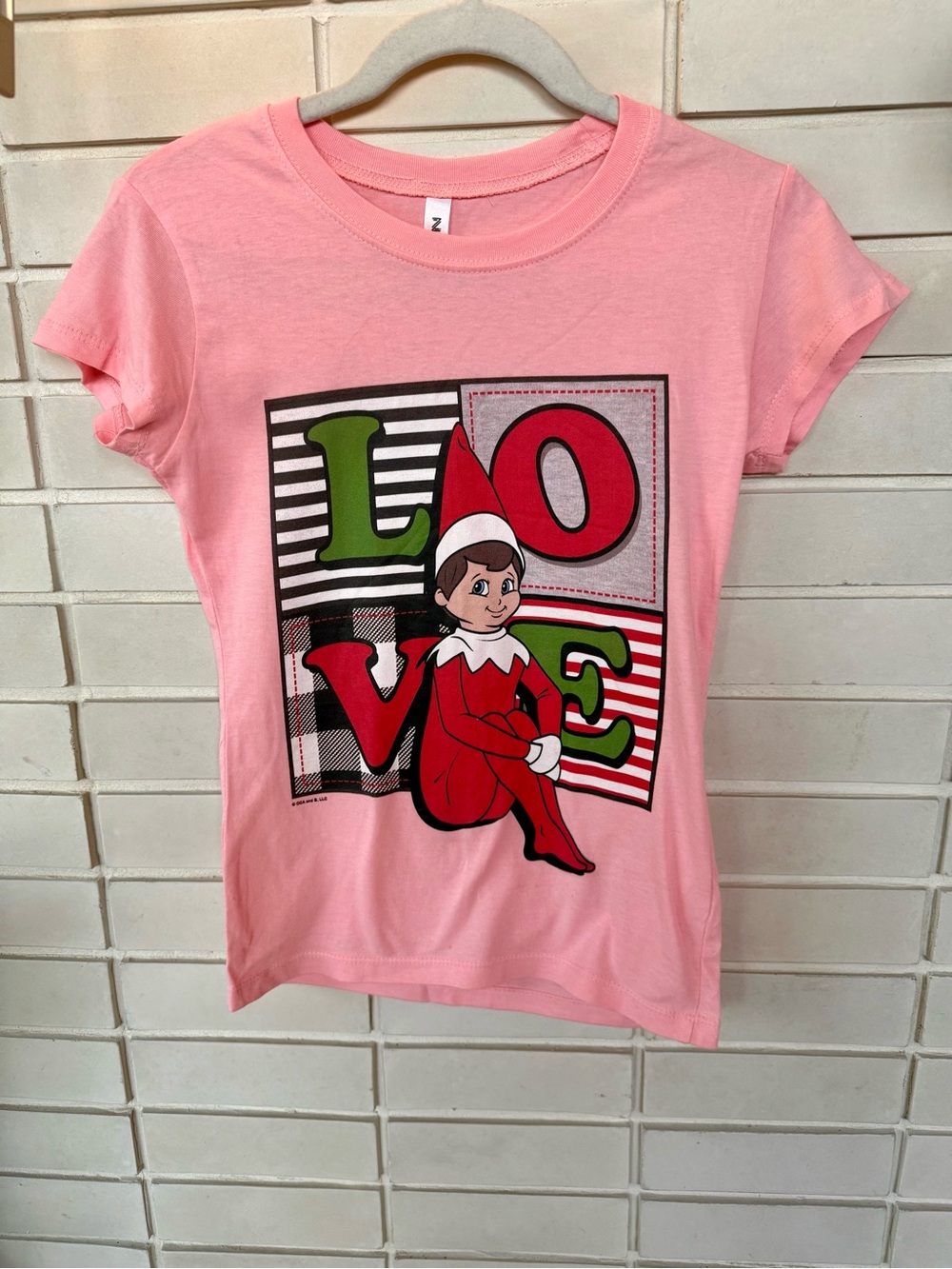 Elf on the Shelf Girls Tee * Size L 10/12 * Pink * 100% Cotton NWOT
